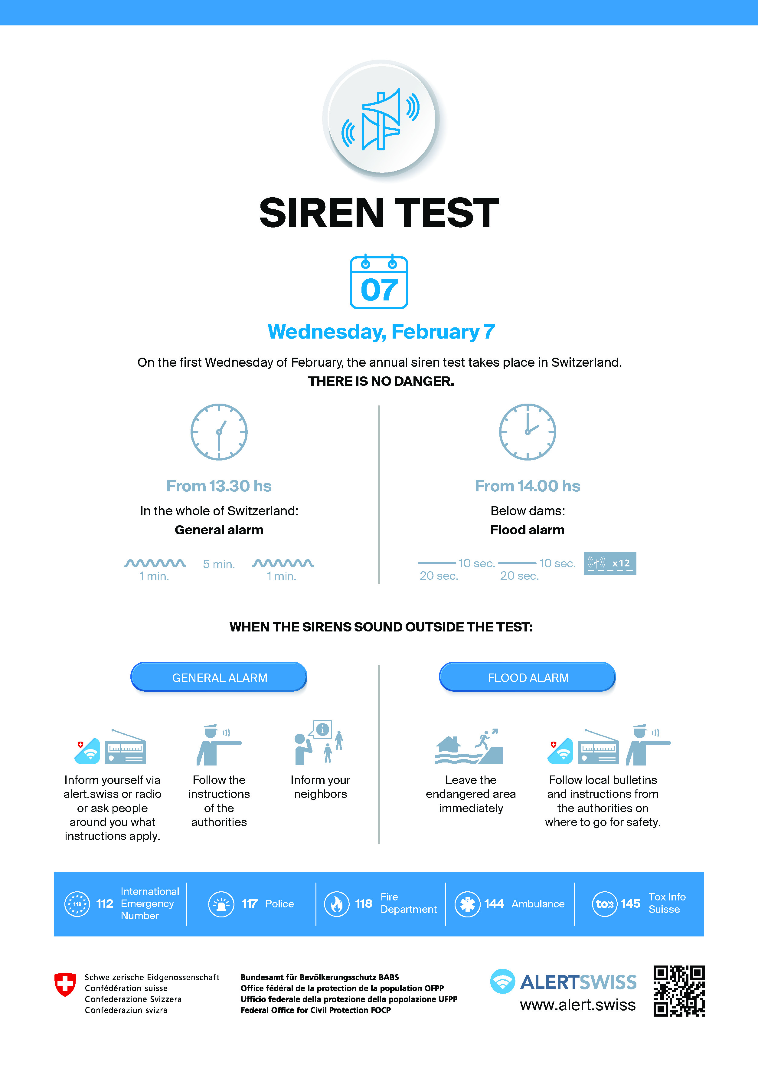 Affiche du test des sirènes d'alarme 2024 (en anglais) Test des sirènes d'alarme 2024 (anglais)