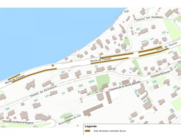 Route de Thonon - travaux dès le 9 mai 2022 Plan de l'avis de travaux du mis de mai 2022 à la route de Thonon